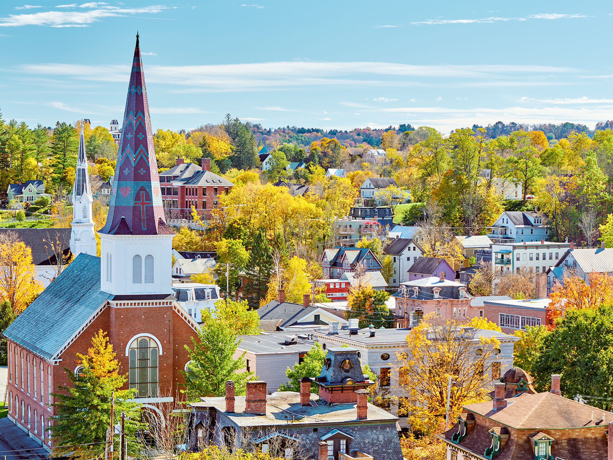 Montpelier, Vermont, cityscape in autumn, seen from above