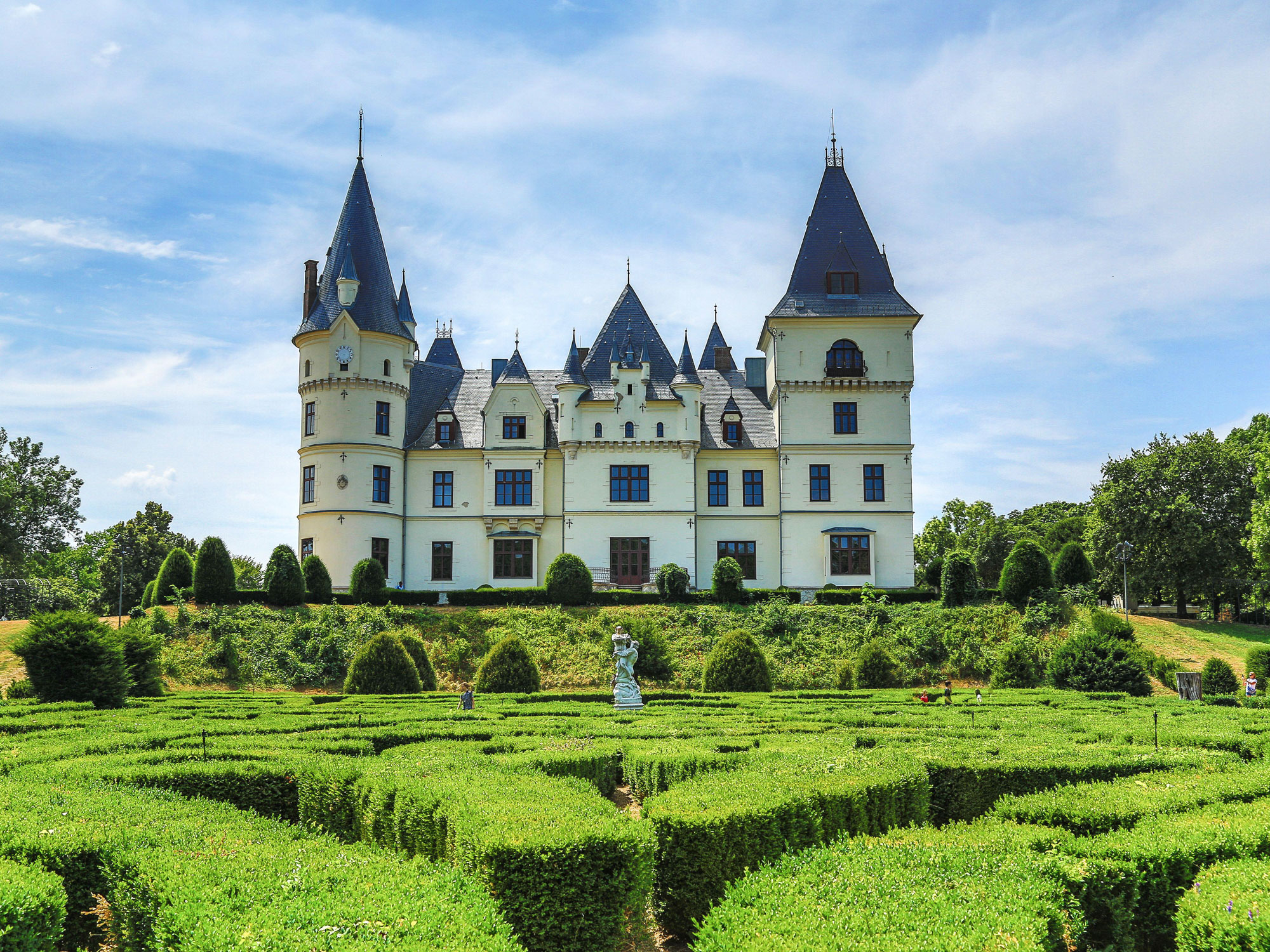Castle over looking hedge maze in Hungary