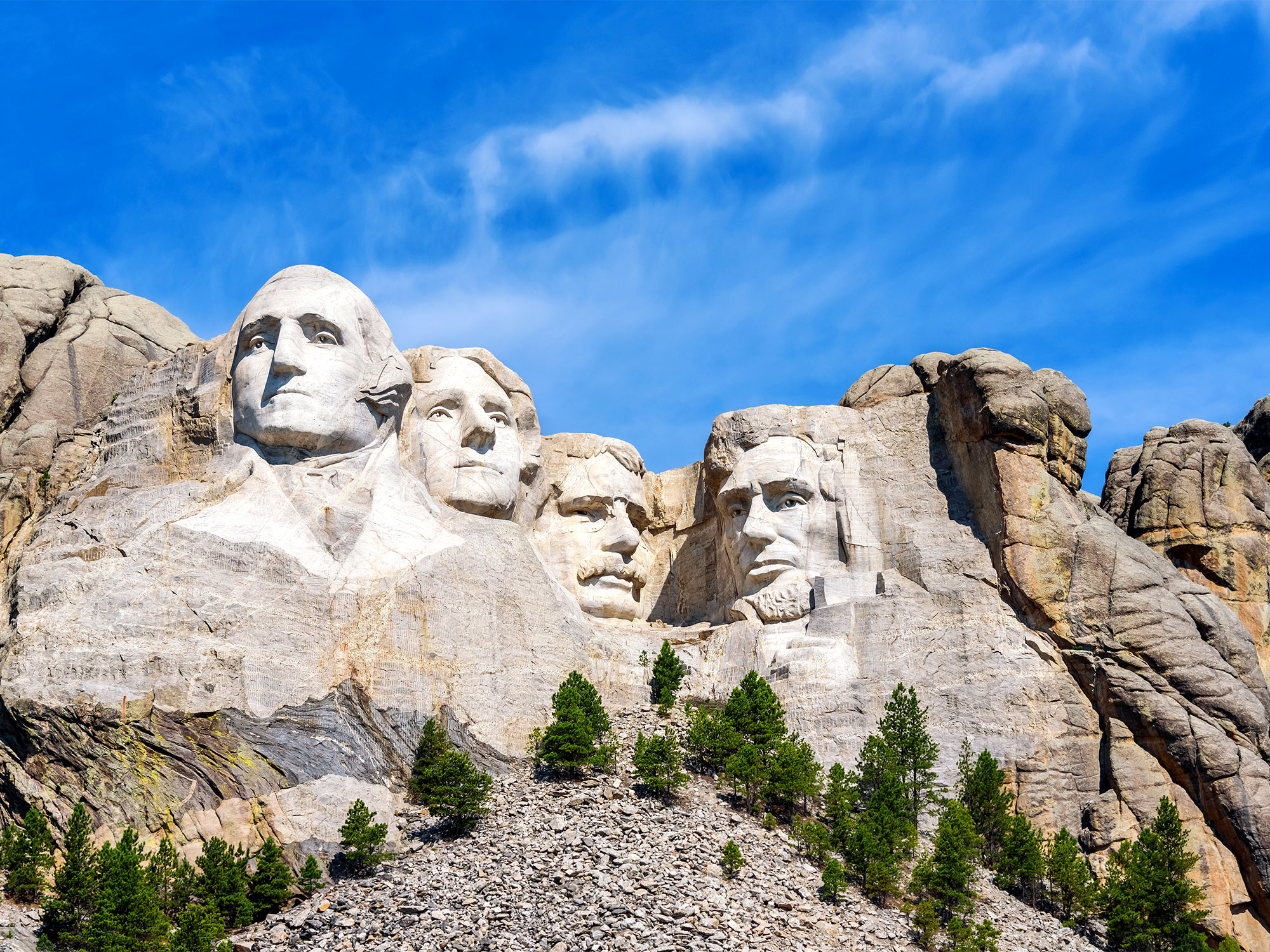 Faces of U.S. Presidents carved in Mount Rushmore in South Dakota