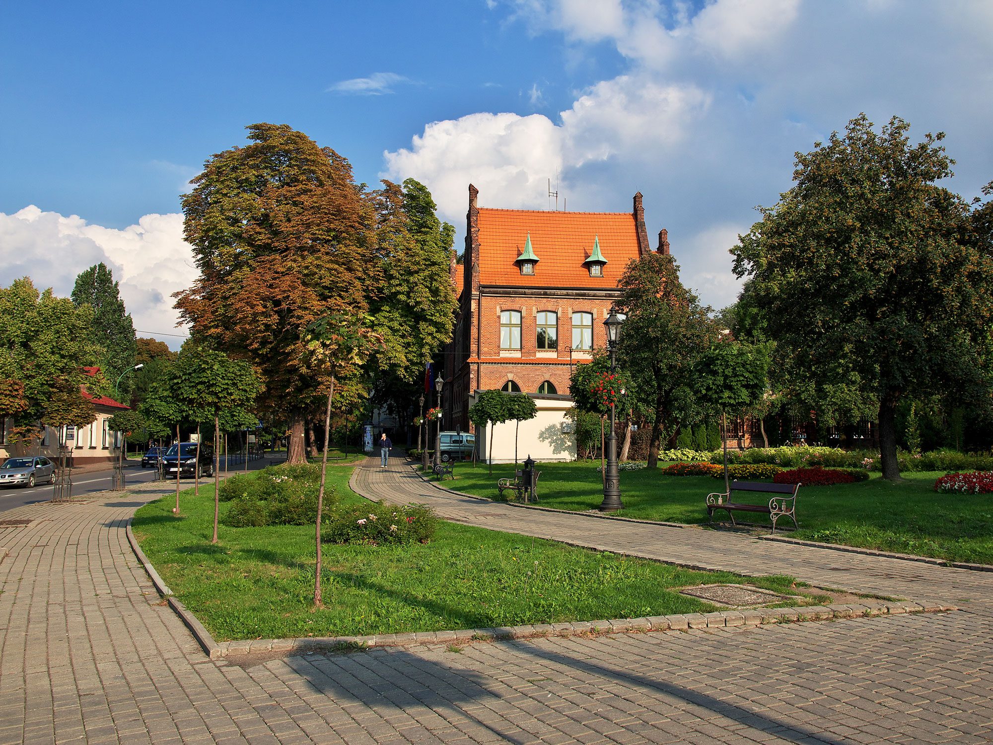 Home and brick path in Wieliczka, Poland