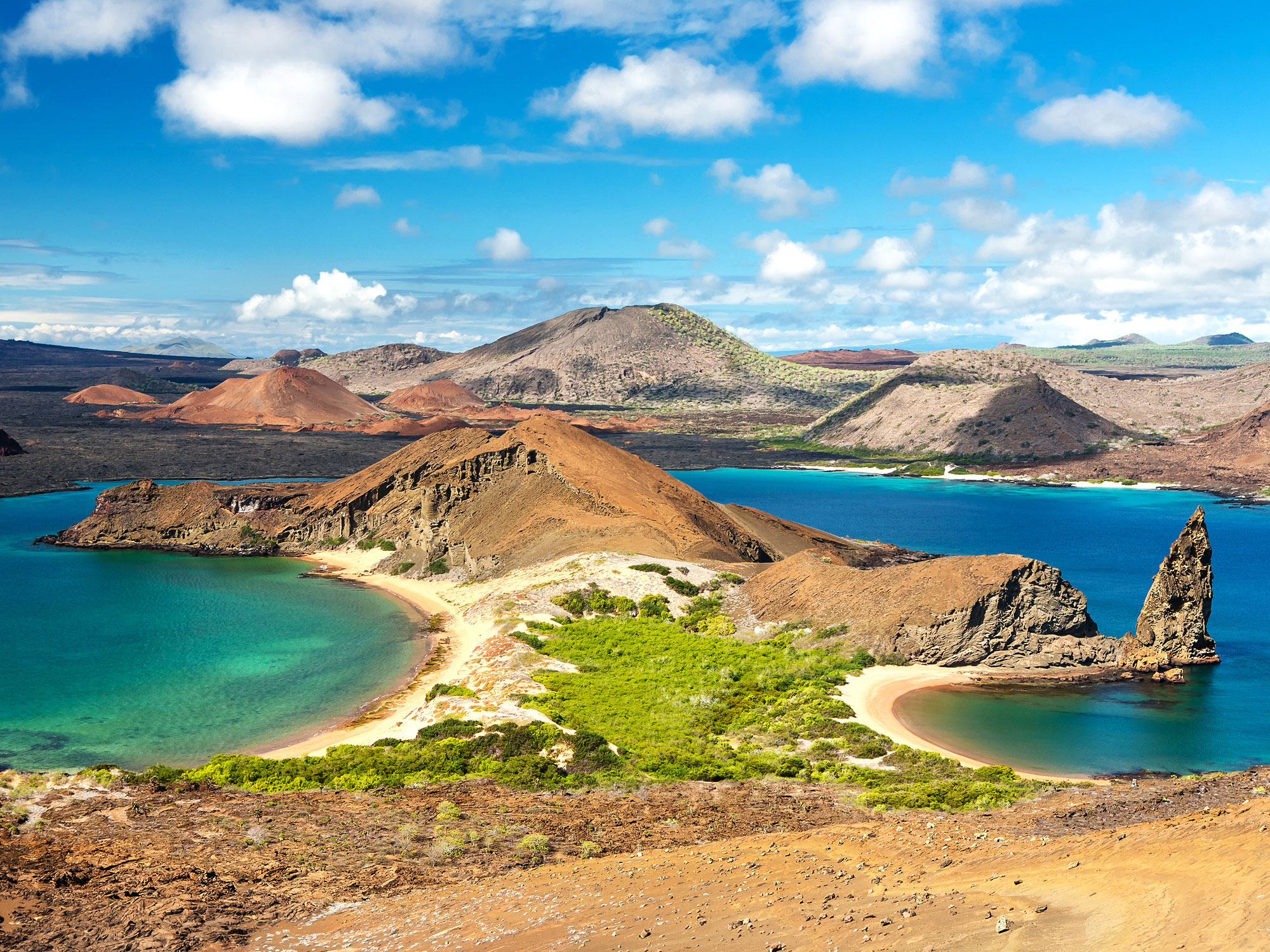 Overview of the Galápagos Islands from hilltop
