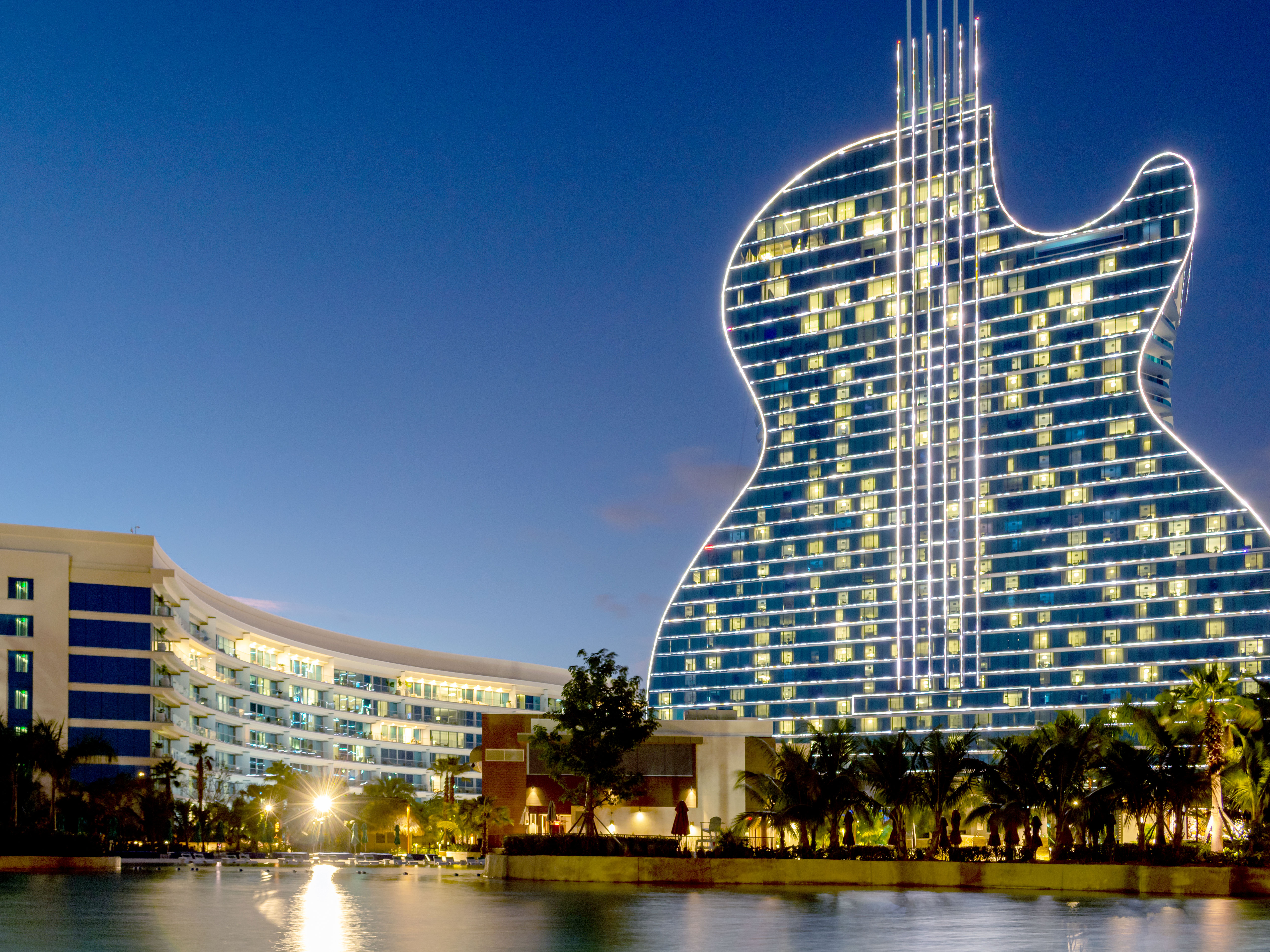 Hotel shaped like a giant guitar in Hollywood, Florida