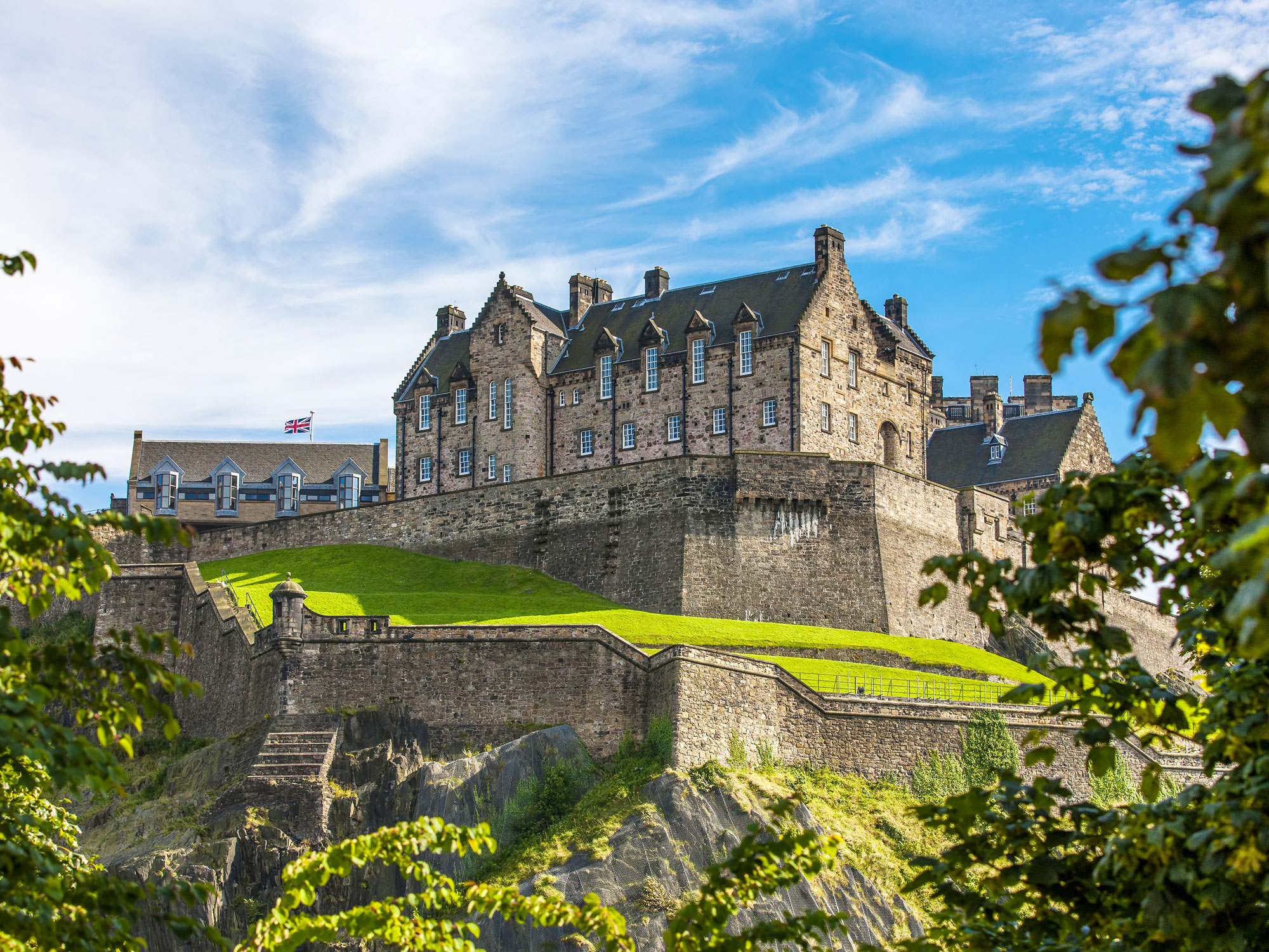 Scotland's Edinburgh Castle perched on hilltop overlooking capital
