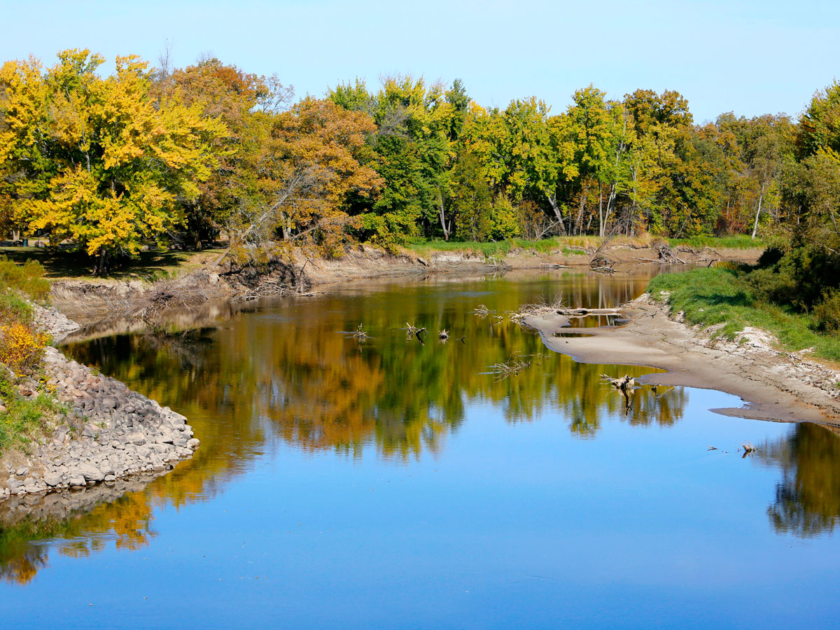 Mississippi River flowing through forested region of Northwest Angle, Minnesota
