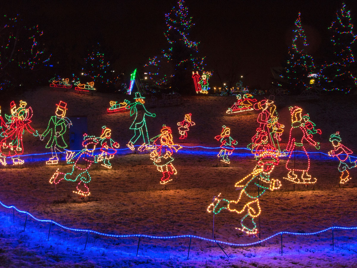 Christmas light decorations on lawn in Duluth, Minnesota