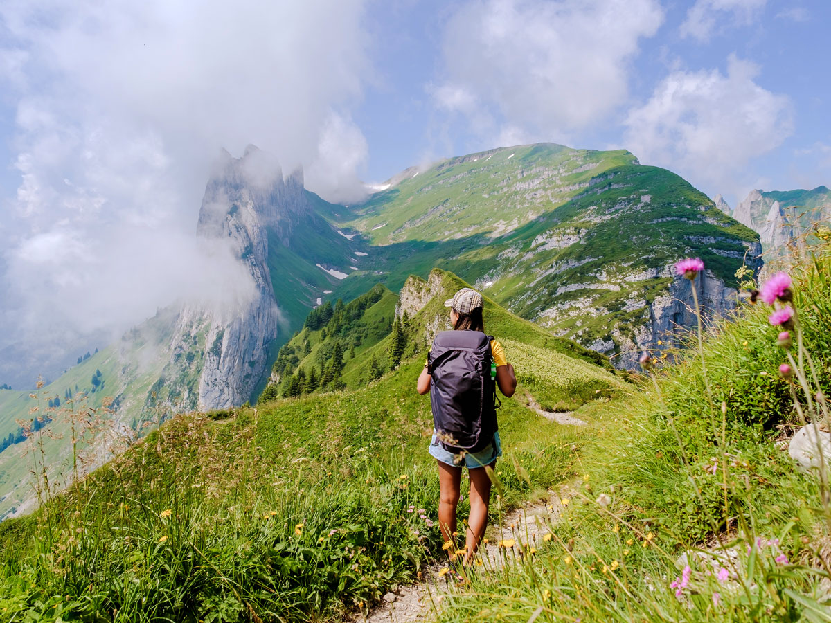 Hiker in the Swiss Alps