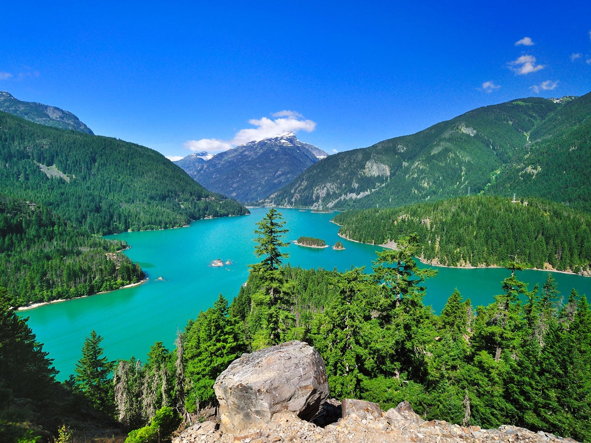 Diablo Lake in Washington state, seen from above