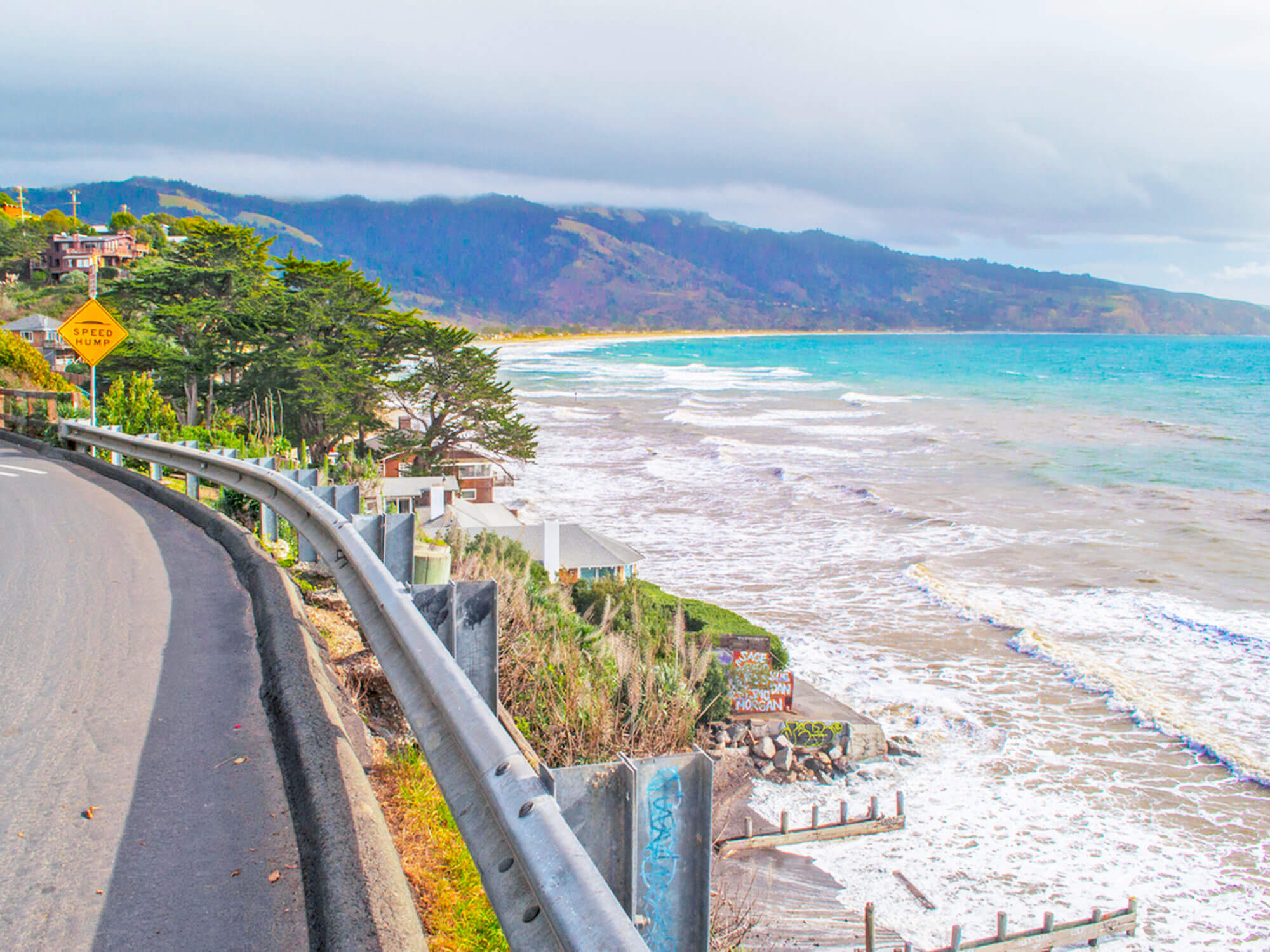 Highway along coast of Bolinas, California