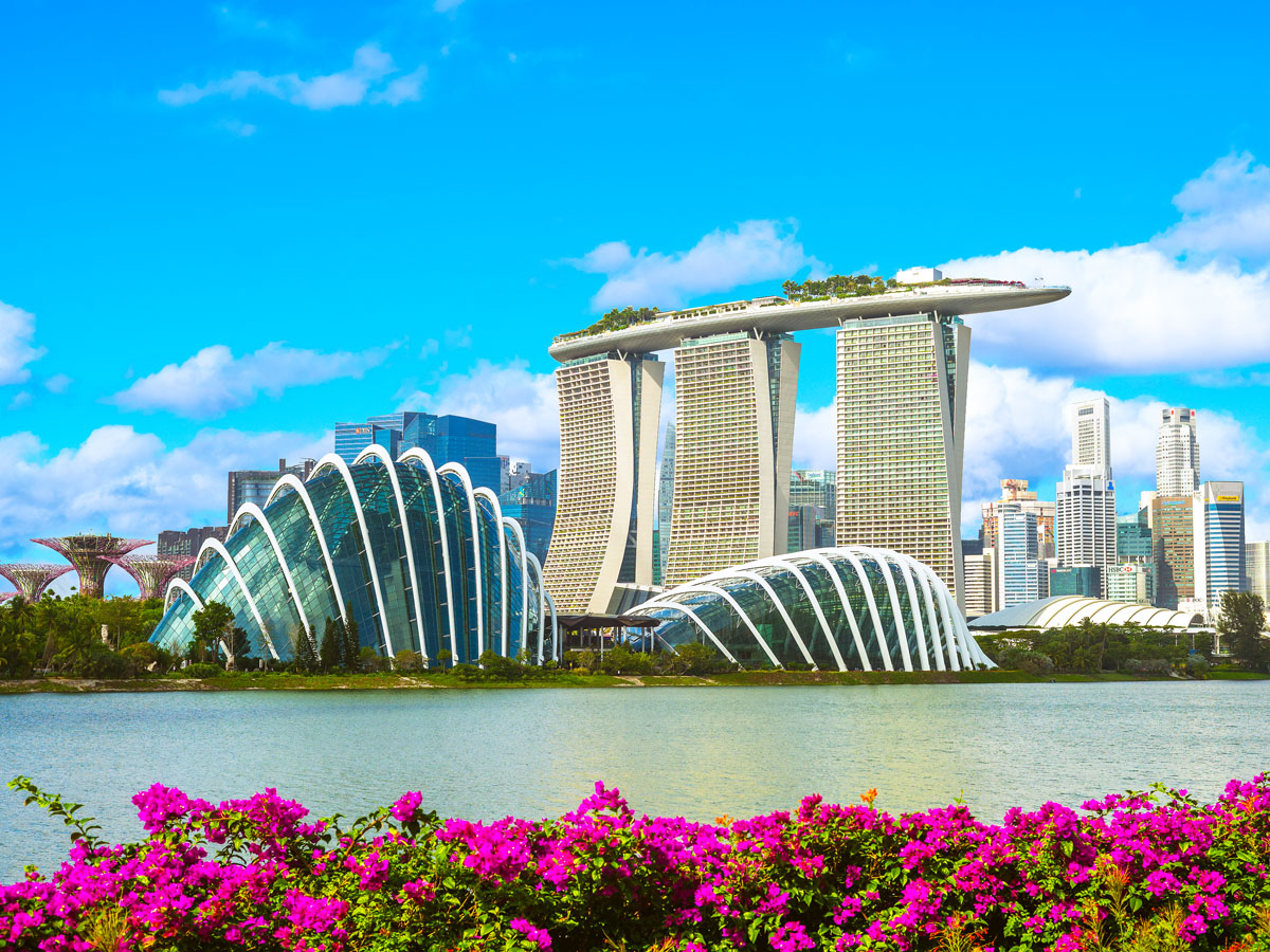 Marina Bay Sands hotel seen across the bay in Singapore