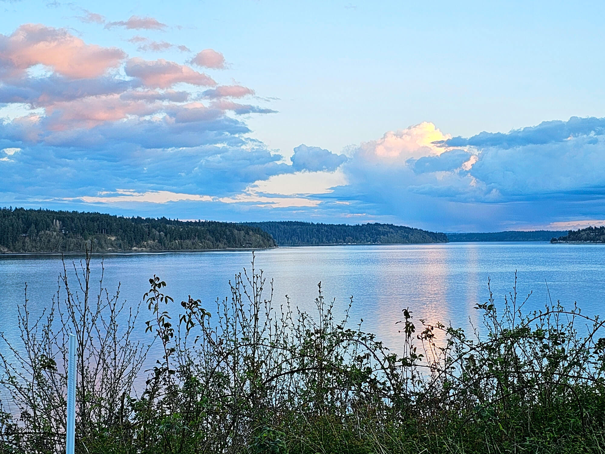 Sunset over coastline of Olalla, Washington