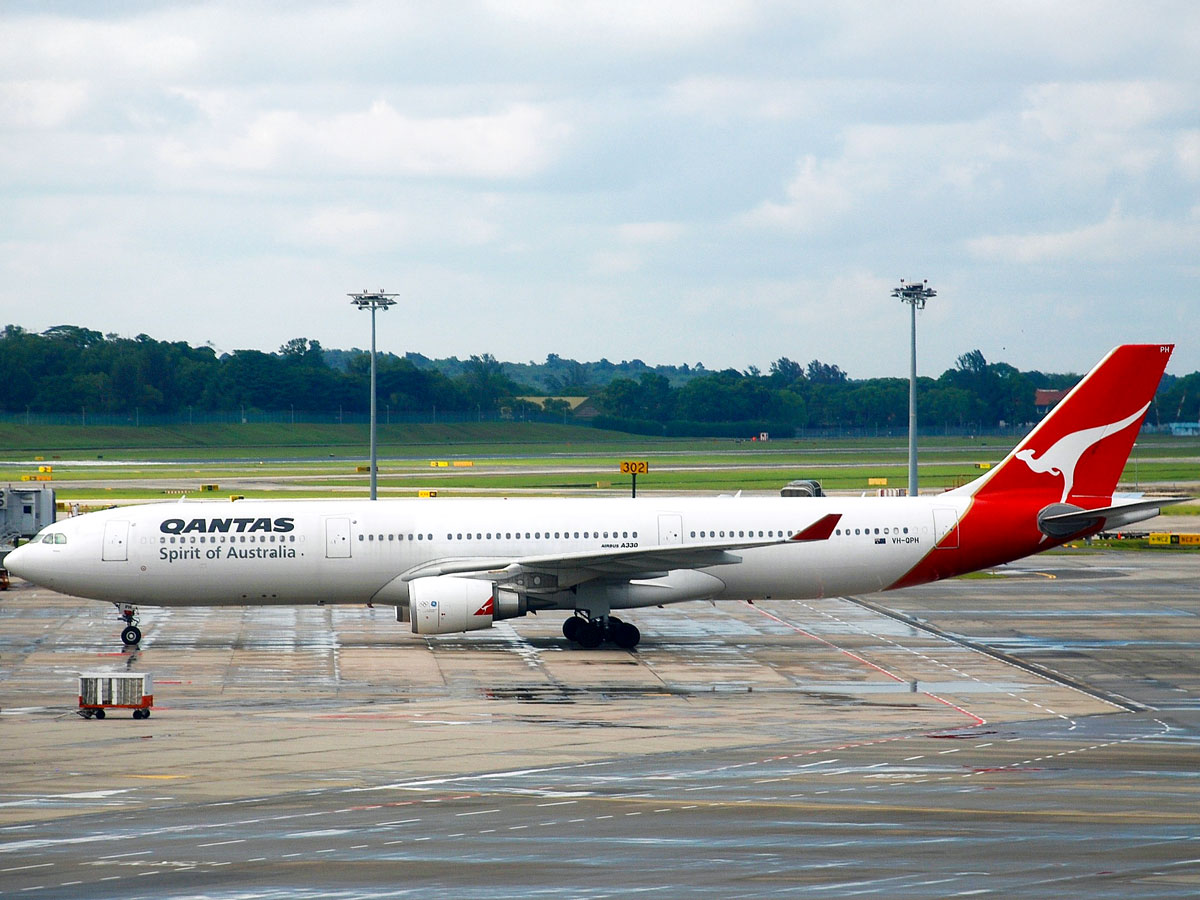 Qantas Airbus A330 parked on tarmac