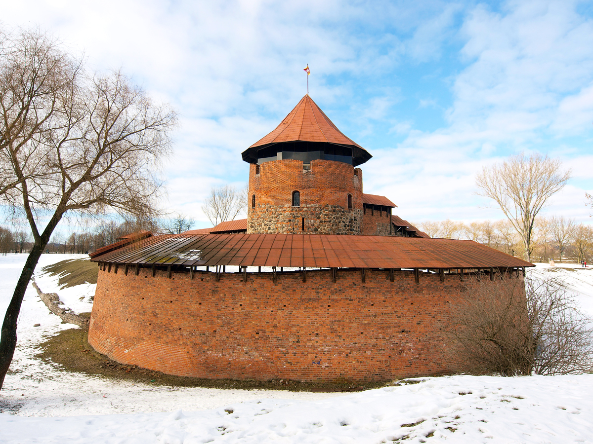Kaunas Castle in Lithuania surrounded by snow