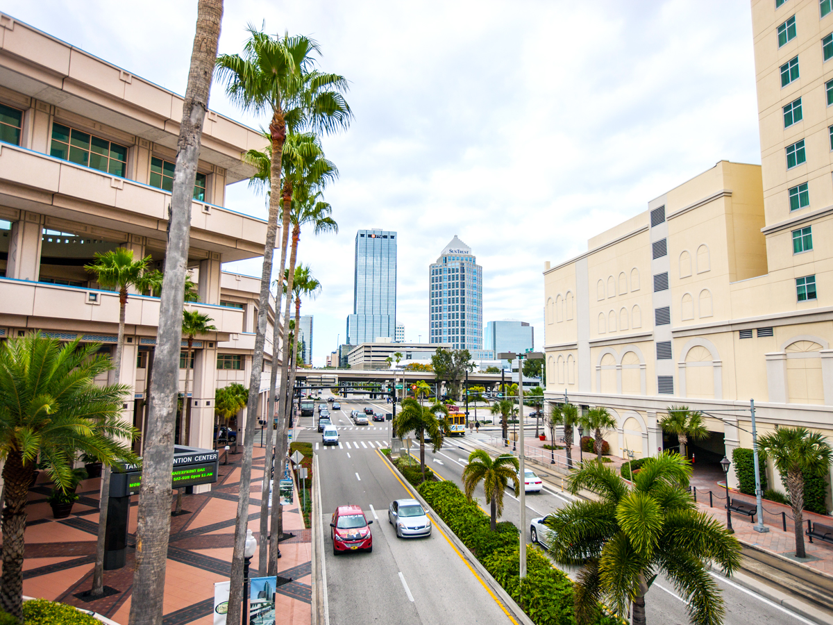 Street in downtown Tampa, Florida, seen from above