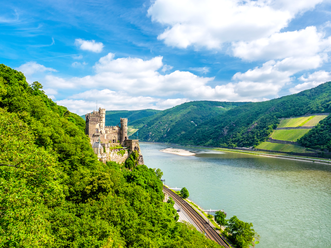 Rheinstein Castle along the Rhine River in Germany