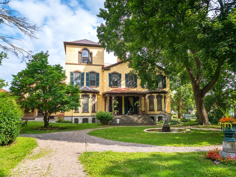 Exterior of the Seward House historic site from the Underground Railroad in Auburn, New York