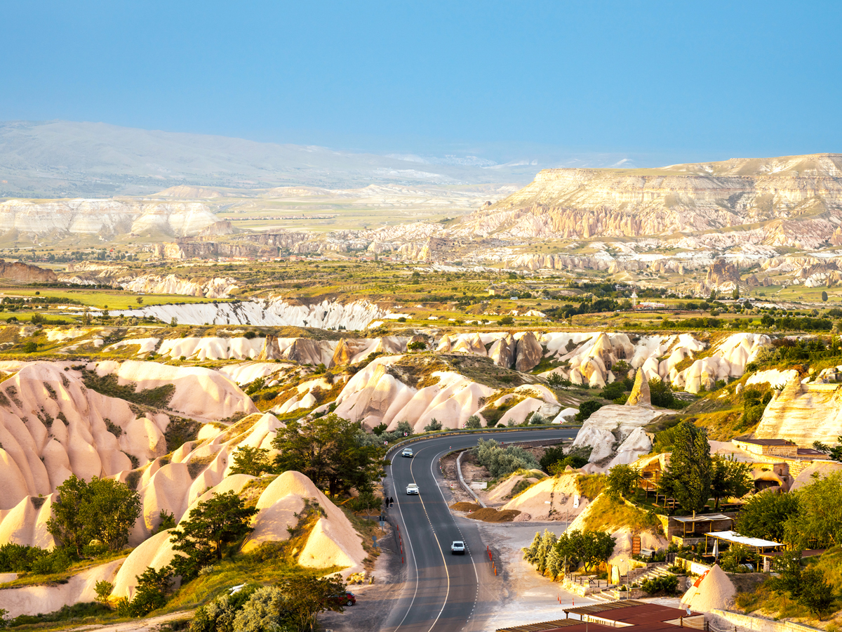 Aerial view of highway in Cappadocia, Turkey