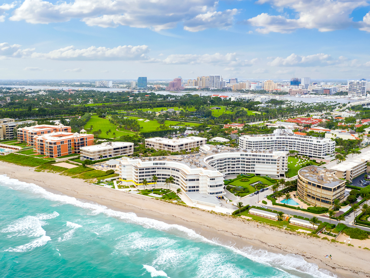 Aerial view of Palm Beach, Florida, and Atlantic Ocean