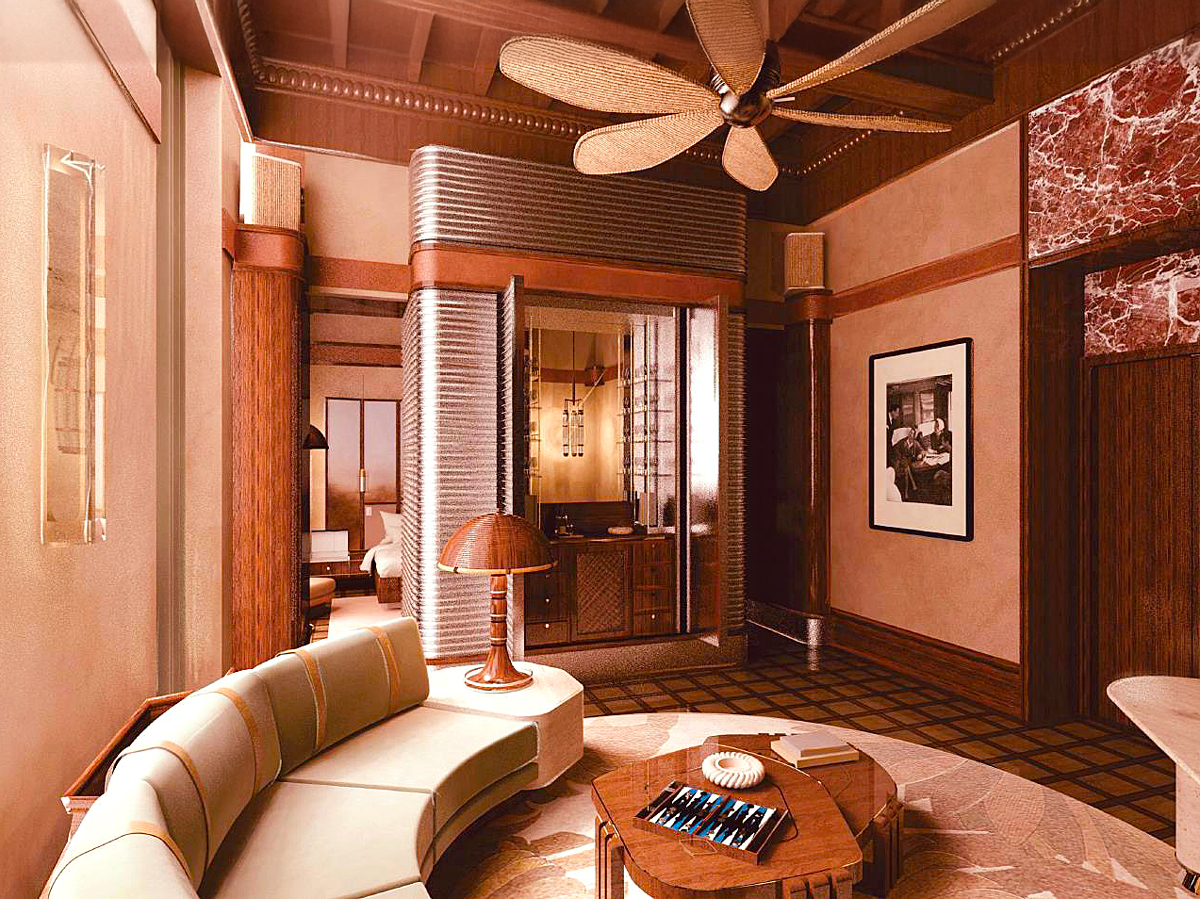 Room inside the new Orient Express La Minerva in Rome, Italy