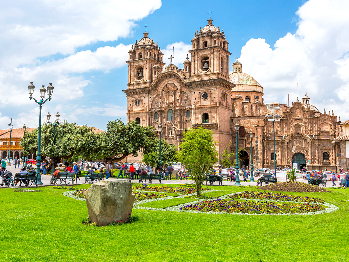 Public square and church in Cuzco, Peru
