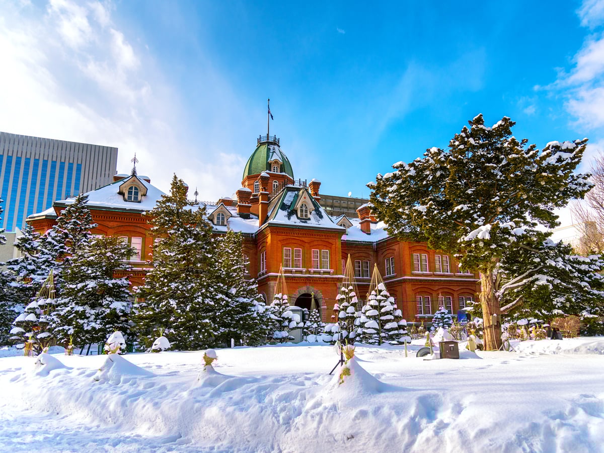 Former Hokkaido government offices during winter in Sapporo, Japan