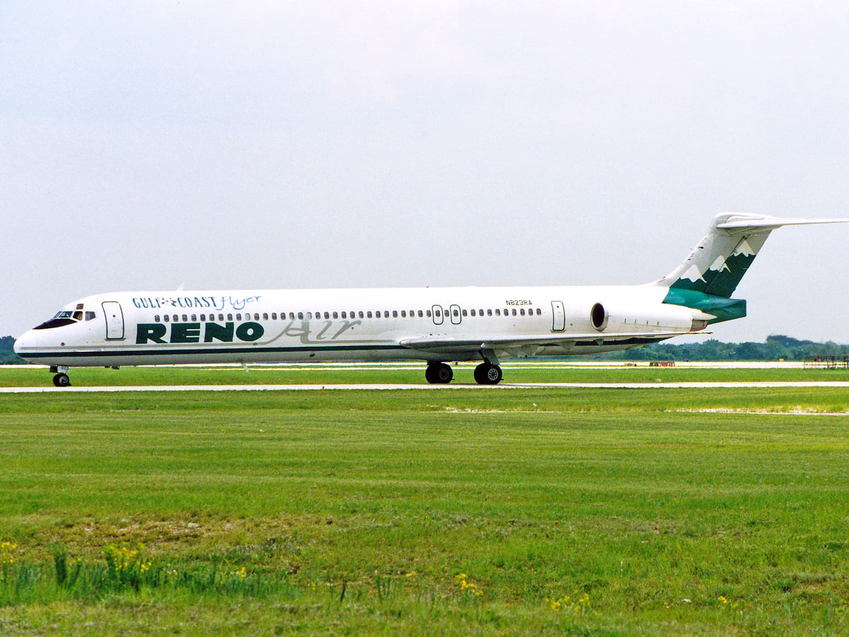 Reno Air MD-80 taxiing at airport