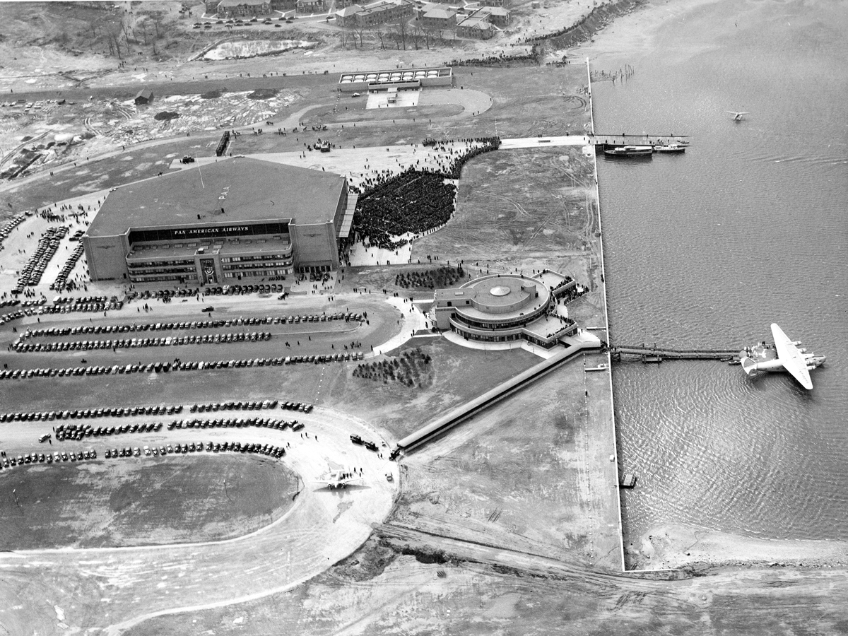 Aerial view of the Marine Air Terminal at LaGuardia Airport, New York, in 1940