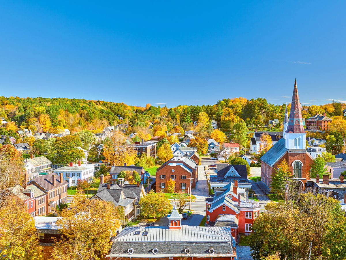 Skyline of Montpelier, Vermont, in autumn