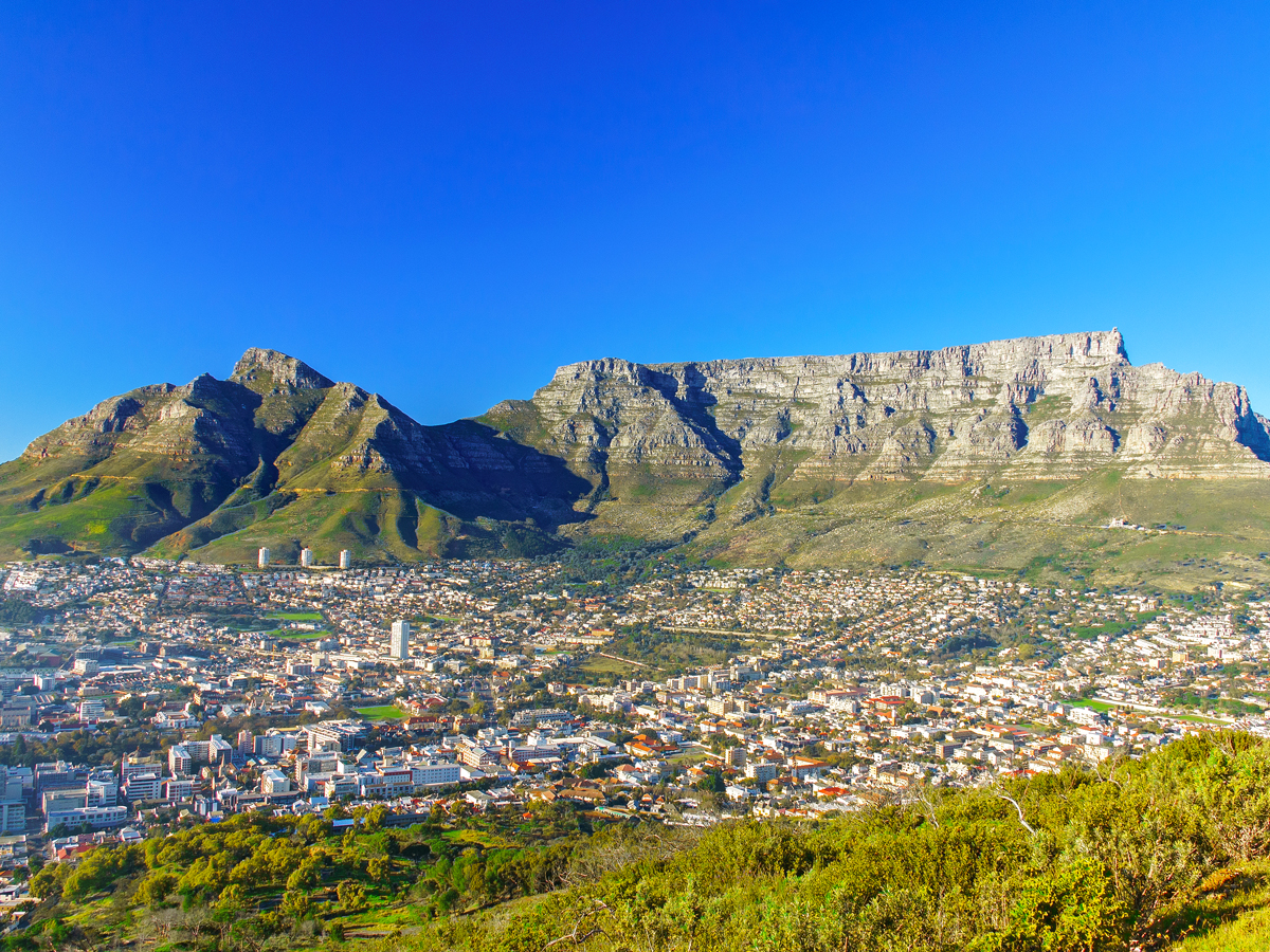 Table Mountain overlooking city of Cape Town, South Africa