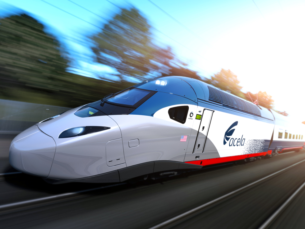 Amtrak Acela train with motion blur