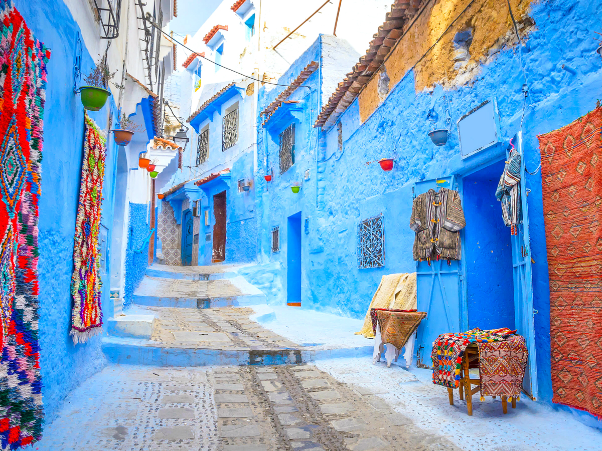 Bright blue buildings of Chefchaouen, Morocco