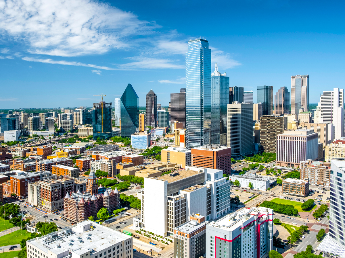 Aerial view of downtown Dallas, Texas