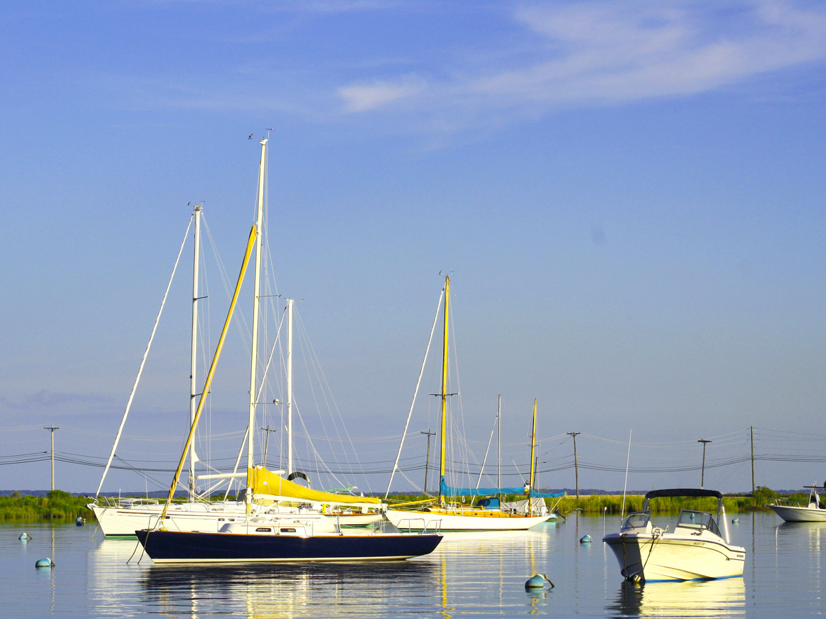 Sailboats in marina on Gibson Island, Maryland