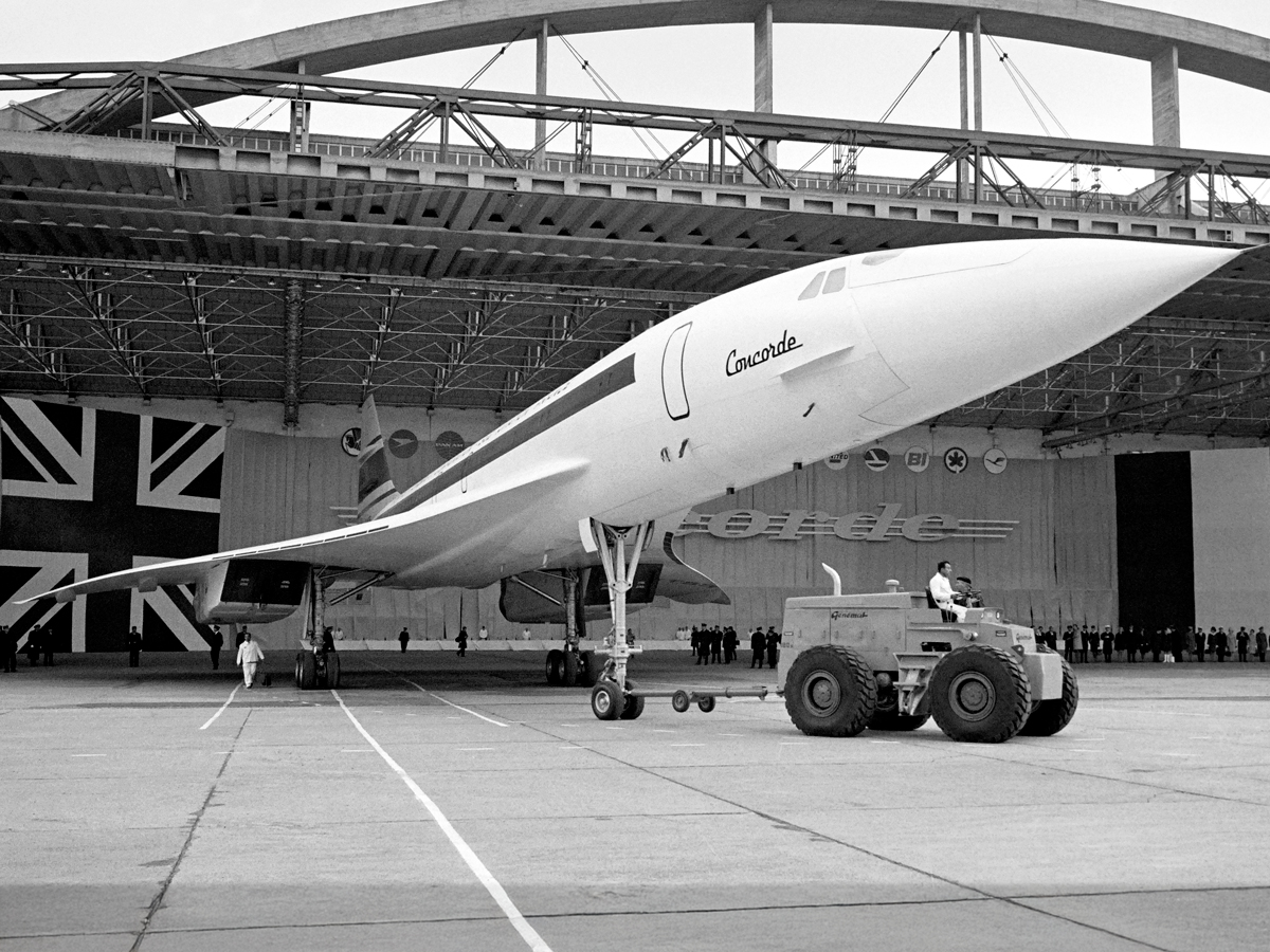 Concorde prototype leaving hangar