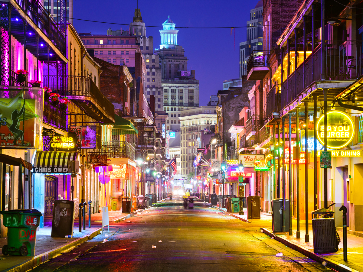 The French Quarter of New Orleans at night