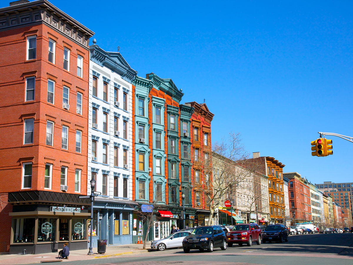 Apartments and storefronts in Hoboken, New Jersey