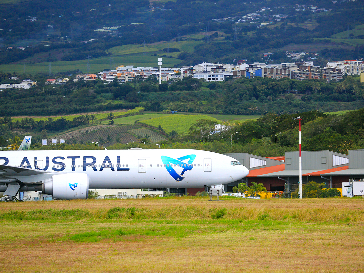 Air Austral Boeing 777 on airport taxiway