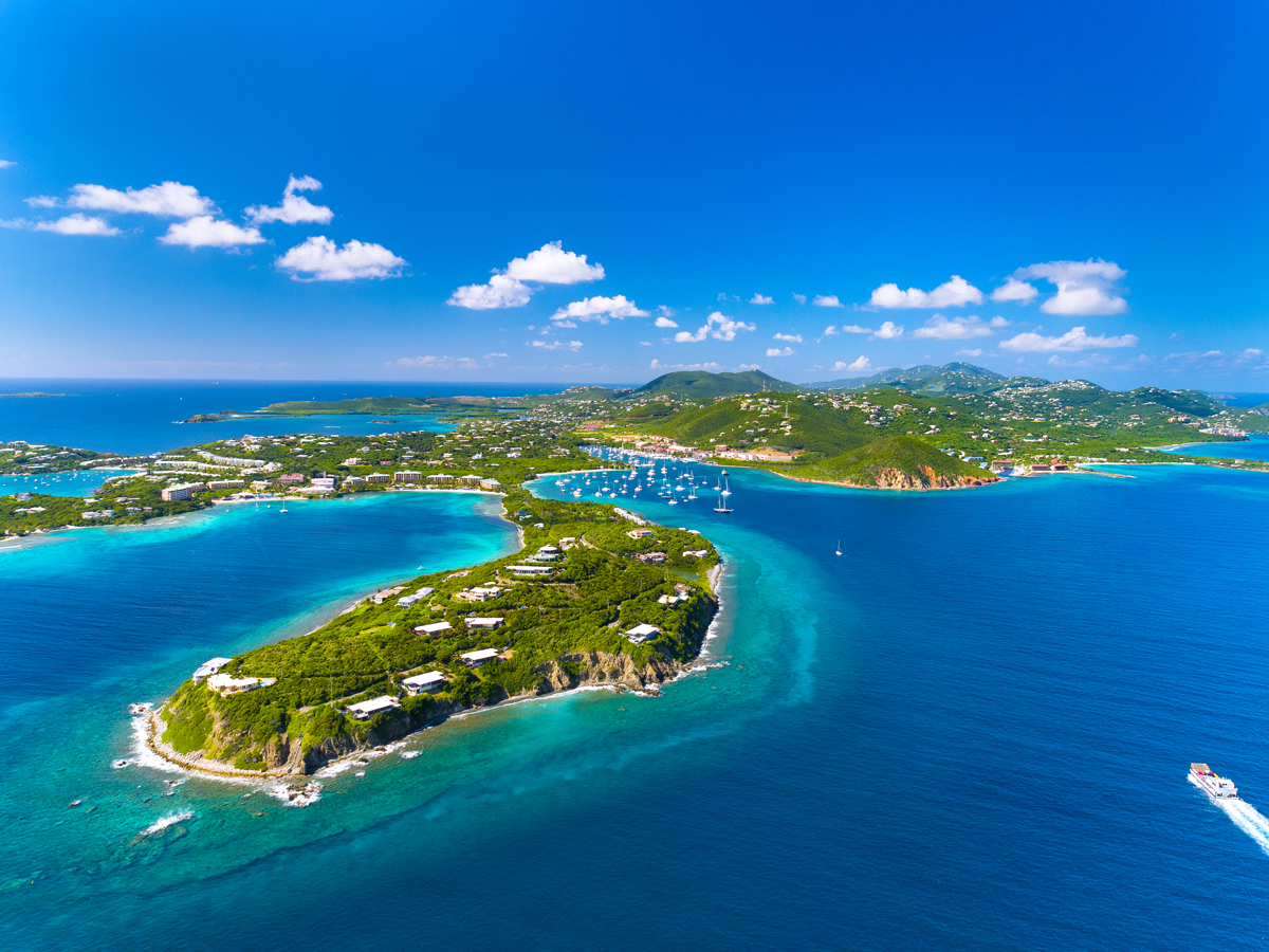 Aerial view of St. Thomas, U.S. Virgin Islands