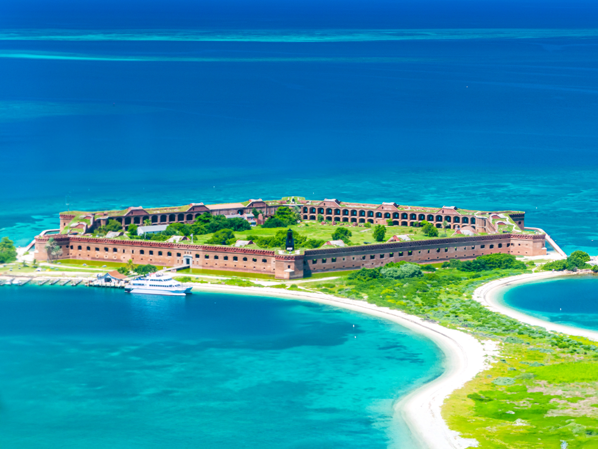 Aerial view of Fort Jefferson in Dry Tortugas National Park, Florida
