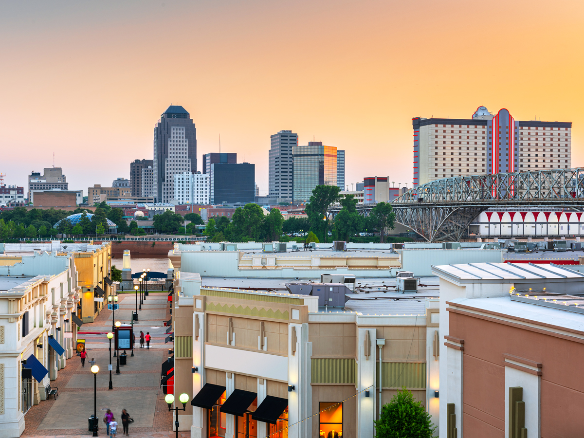 Skyline of New Orleans at sunset