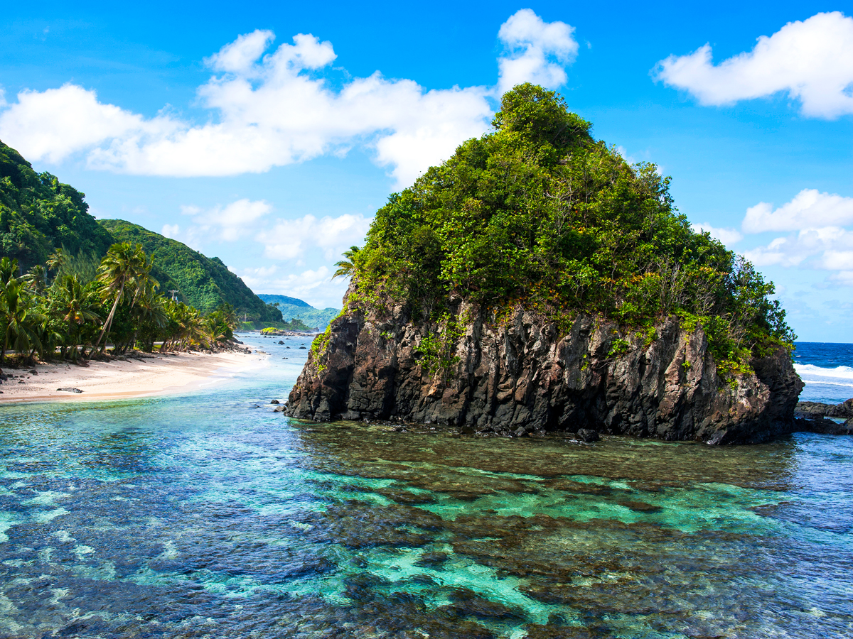 Rocky outcrop off the beaches of Tutuila, American Samoa