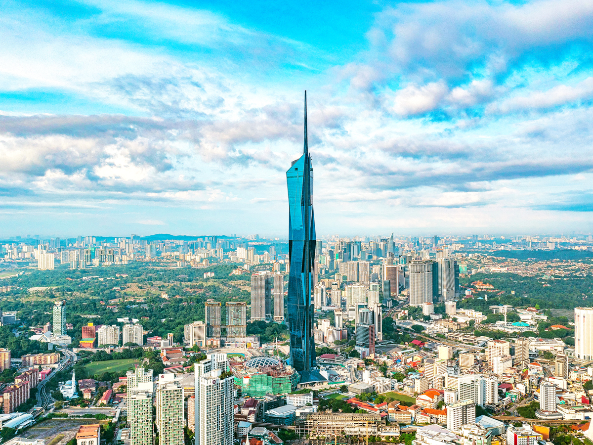 Merdeka 118 Tower above the skyline of Kuala Lumpur, Malaysia