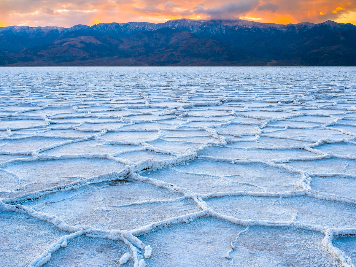 Cracked salt landscape of Badwater Basin in Death Valley