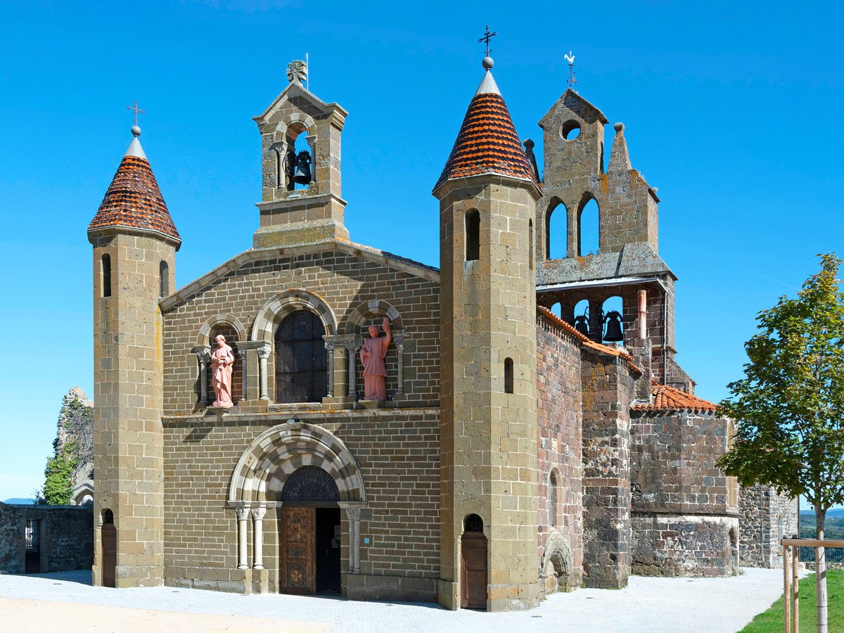 Church with bell towers in Auvergne Rhone Alpes, France