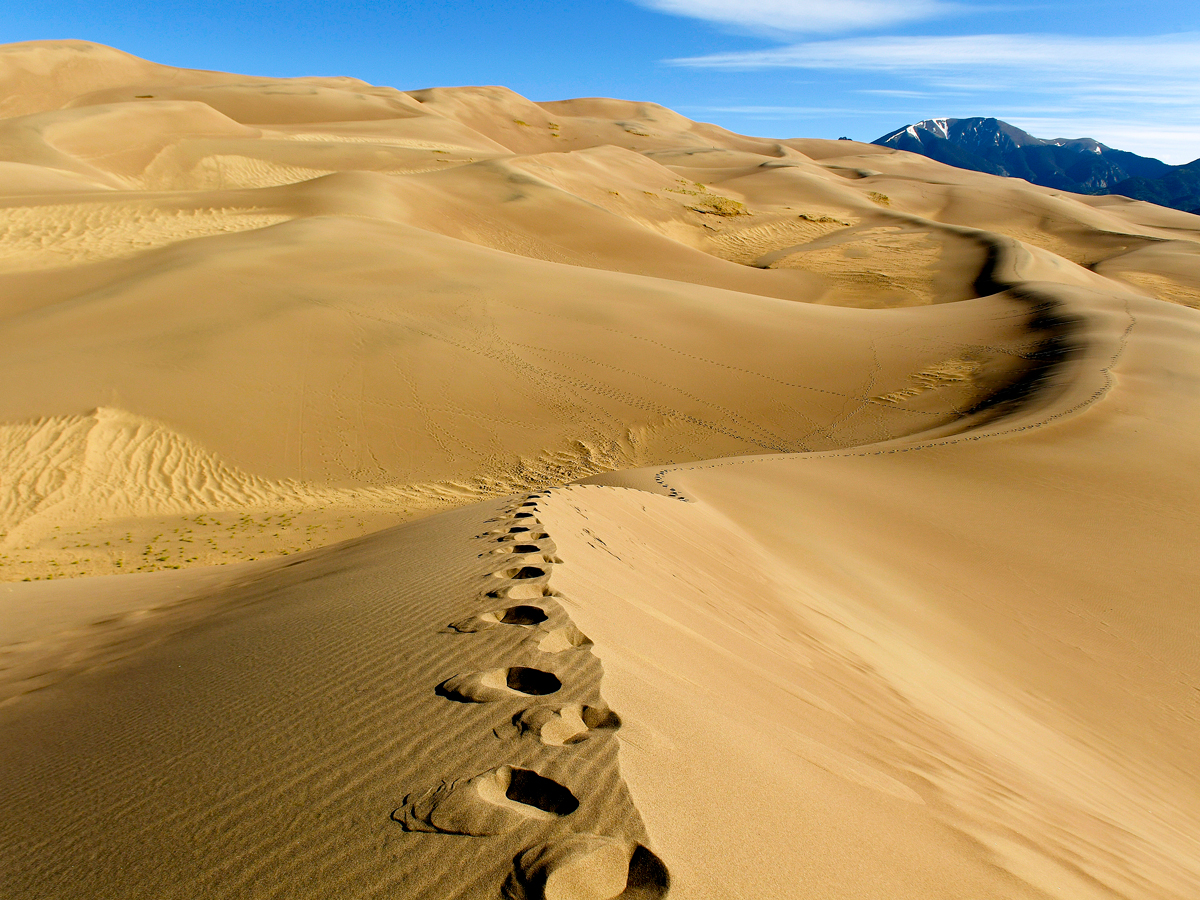 Footprints along ridge of Colorado's Star Dune