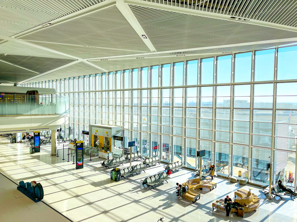 Light-filled passenger terminal at Newark International Airport in New Jersey