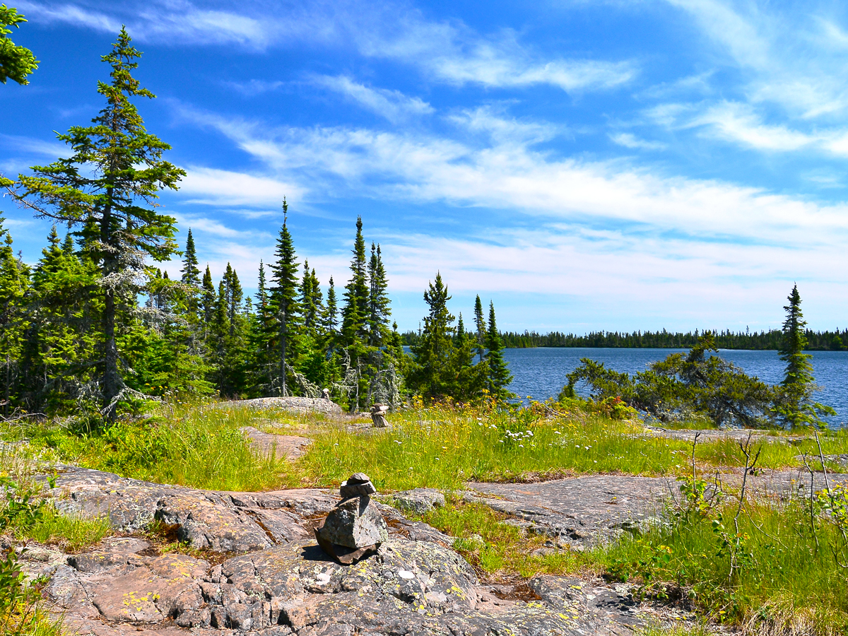 Walking path along coast of Isle Royale, Michigan