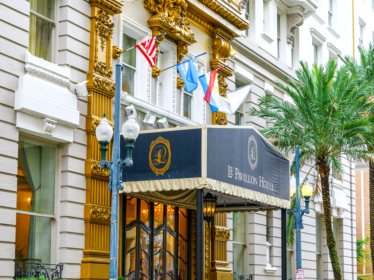 Entrance to Le Pavilion Hotel in New Orleans, Louisiana