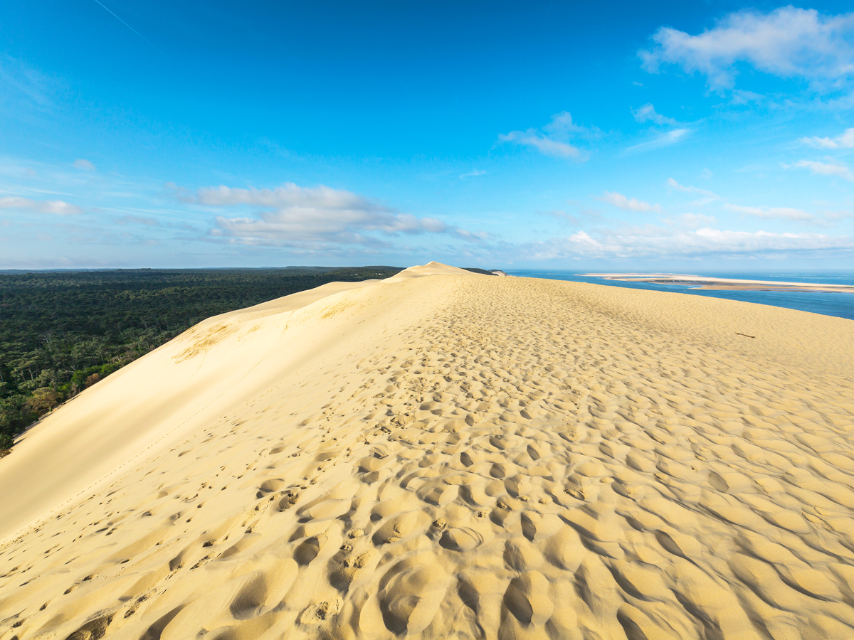 Great Dune of Pyla in France, with bay visible in distance
