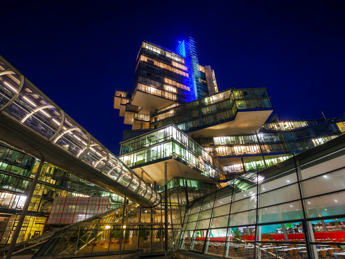 Norddeutsche Landesbank building in Hanover, Germany, seen at night