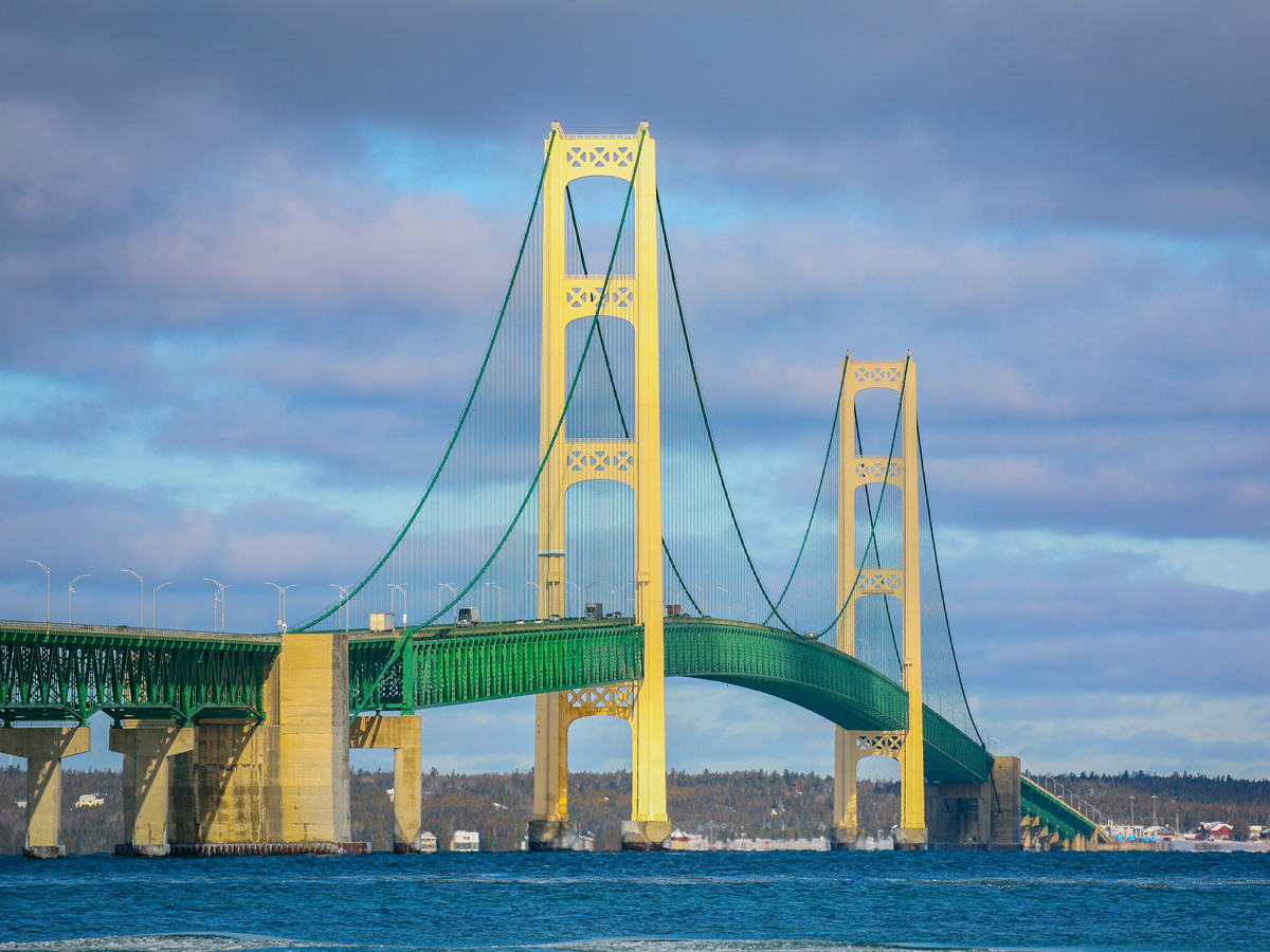 Mackinac Bridge over the Straits of Mackinac in Michigan